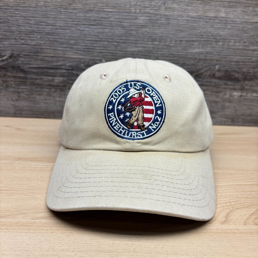 Vintage US Open Pinehurst No 2 Hat Cap Strap Back Beige USGA Member